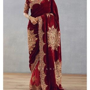 Elegant Red and Gold Embroidered Dress